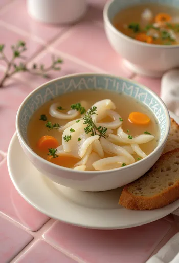 Psarosoupa clássica, sopa de peixe rica servida com azeite e limão