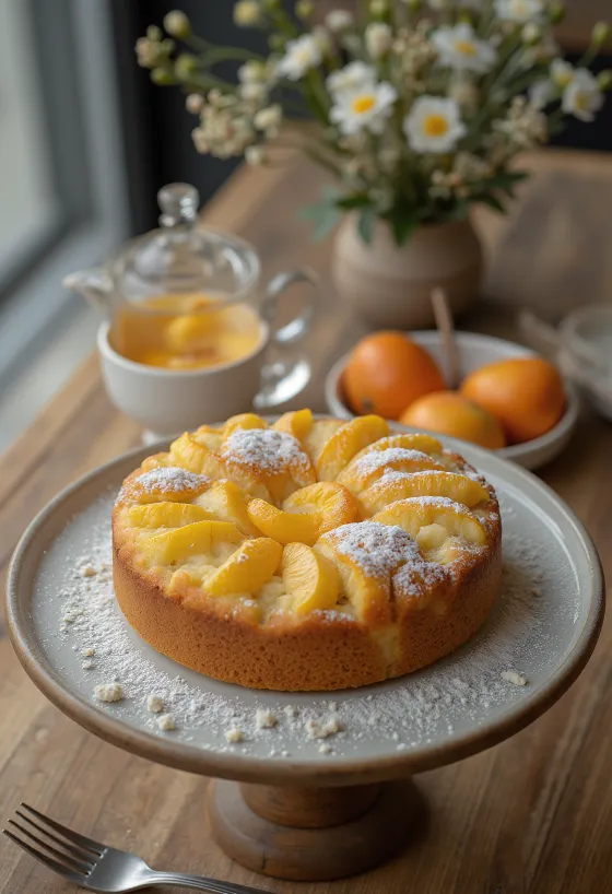 Bolo de maçã com laranja servido