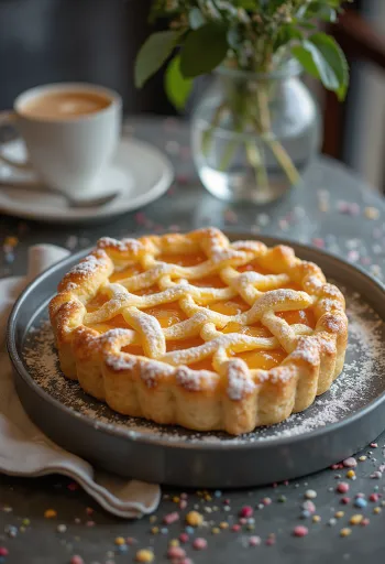 Crostata clássica com geleia de damasco, massa crocante