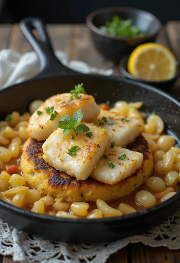 Trinxat com bacalhau servido, uma mistura de bacalhau, batata e repolho em uma tigela