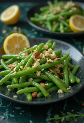 Salada de vagem servida com molho de limão
