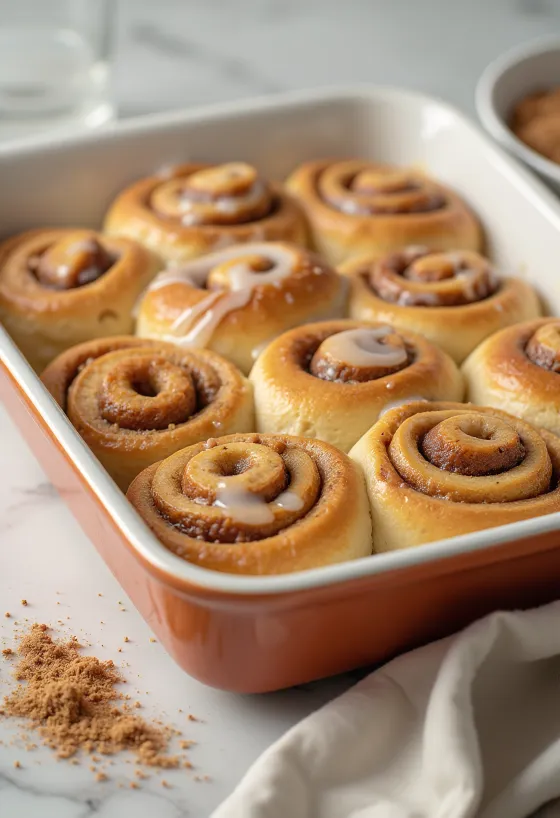 Rolls de canela servidos no prato