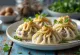 Khinkali vegano, com recheio de vegetais e massa bem moldada