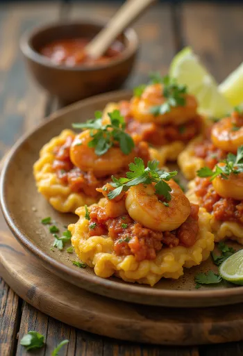 Acarajé com camarão e feijão fradinho, servido como bolinhos fritos dourados