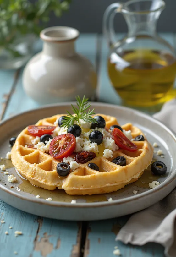 Waffle Mediterrâneo servido