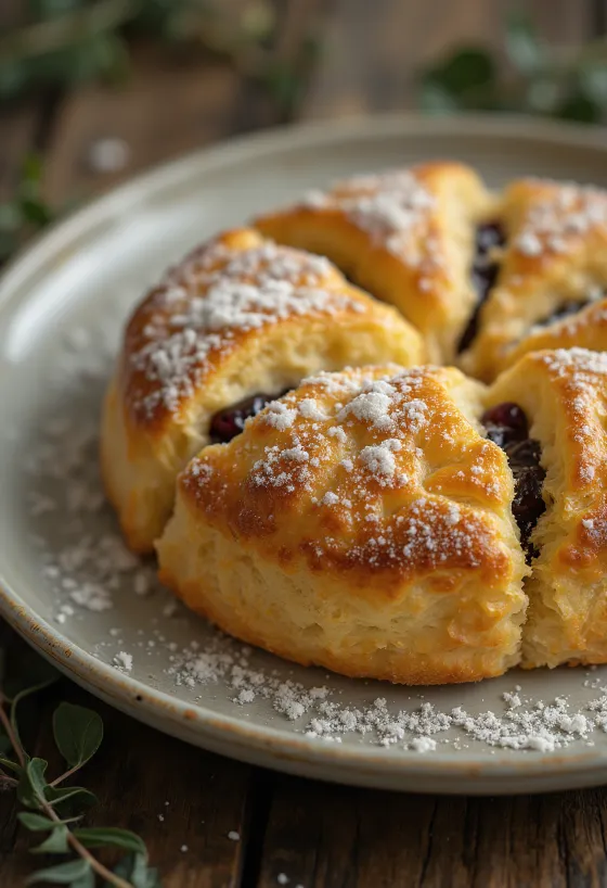Eccles cake com raspas de limão servido fresco