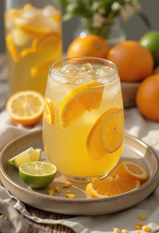 Cidra cítrica refrescante servida fresca