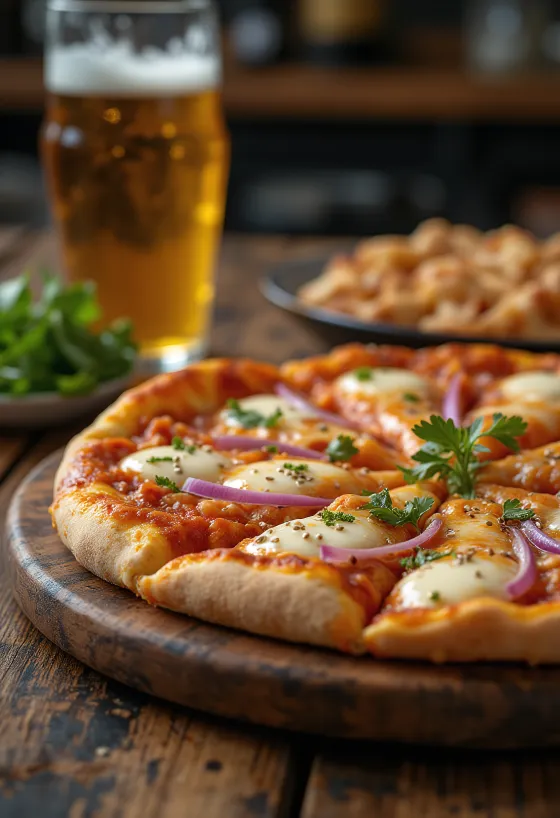 Pizza de Kimchi com kimchi coreano e molho gochujang