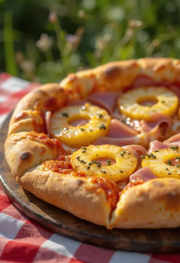 Pizza Havaiana Clássica com abacaxi e presunto