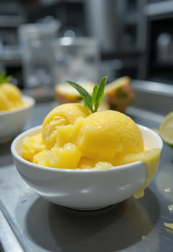 Sorbet de Abacaxi caseiro sobremesa refrescante