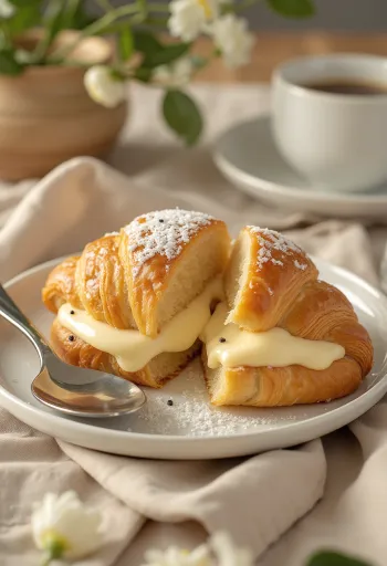 Croissant de baunilha recém-assado