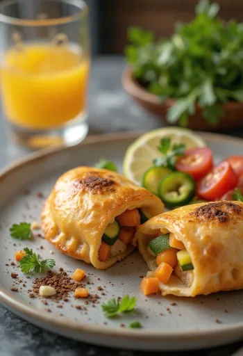 Empanada chilena de legumes com recheio colorido e saudável