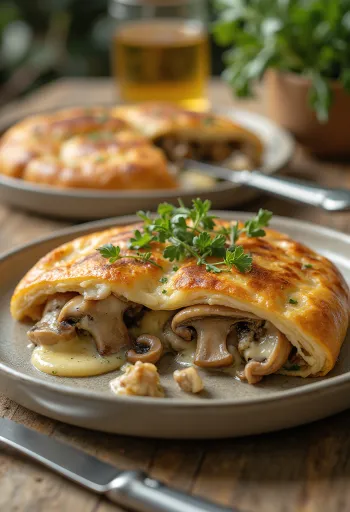 Calzone de cogumelo porcini assado até dourar