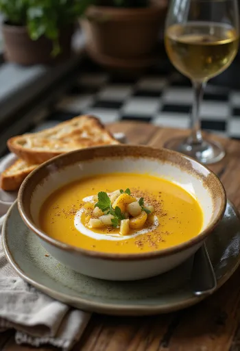 Creme de legumes cremoso servido