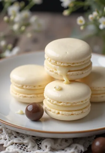Macaron de chocolate branco servido