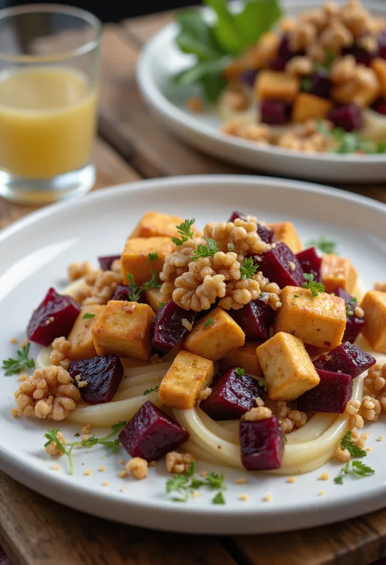 Salada de Tofu Picante com Beterraba