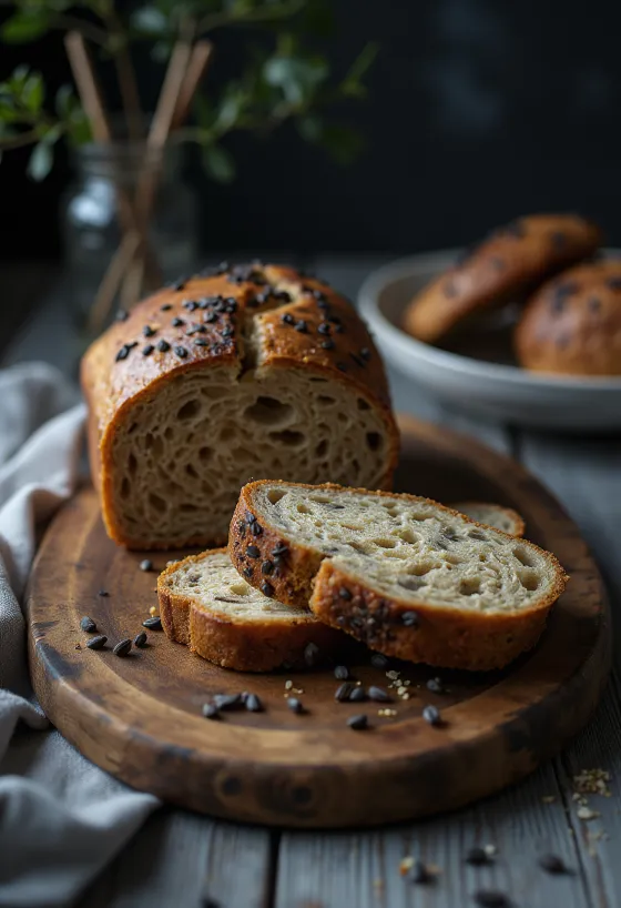 Pão de centeio com sementes de cominho recém-assado