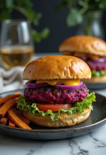 Hambúrguer de beterraba com vegetais frescos