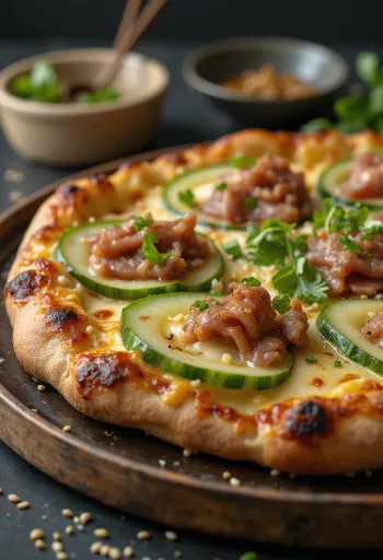 Pizza de pato à Pequim com molho hoisin