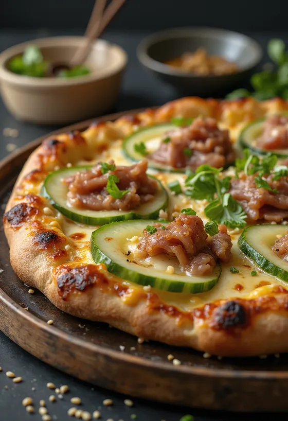 Pizza de pato à Pequim com molho hoisin