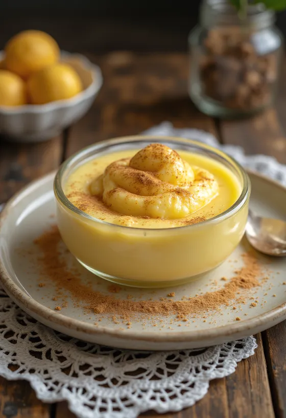 Elarji com farinha de milho, sobremesa cremosa com canela e baunilha