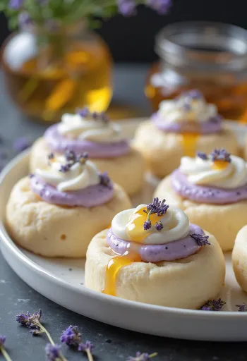 Bao bun de lavanda e mel servido