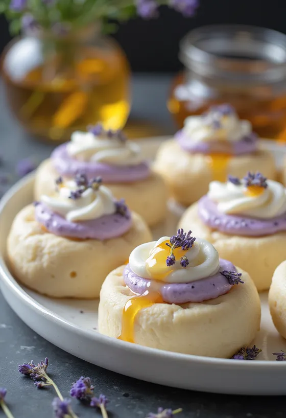 Bao bun de lavanda e mel servido