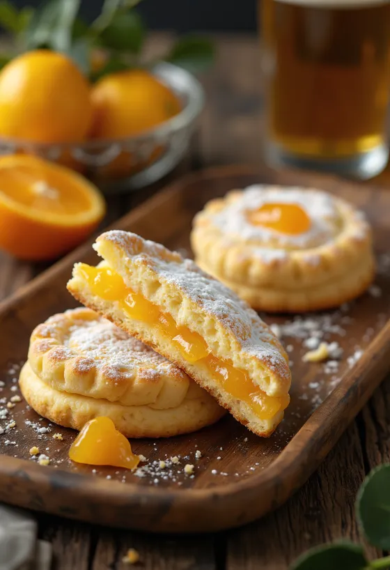 Biscoito Linzer de laranja e limão servido