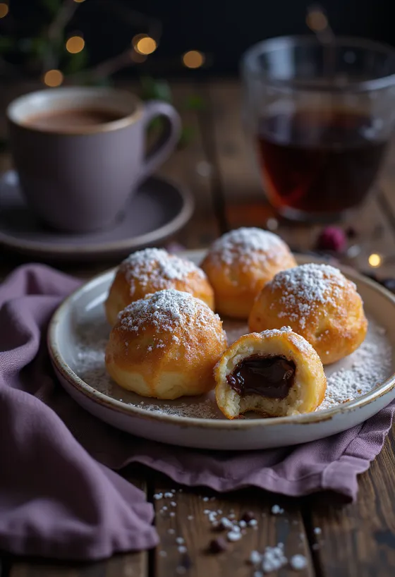 Bolinhos esféricos dinamarqueses empilhados em um prato