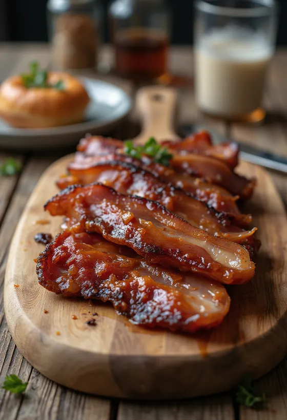 Bacon defumado BBQ com xarope de bordo