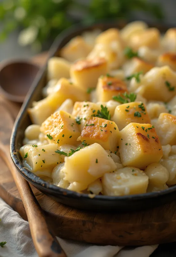 Bacalhau com natas vegano servido