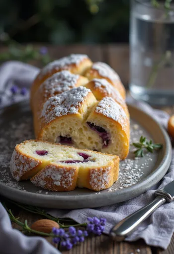 Stollen de lavanda servido