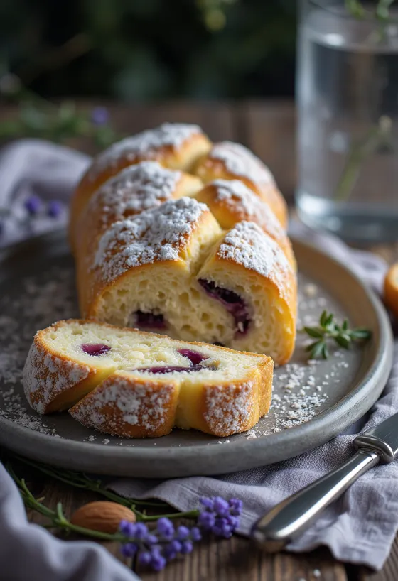 Stollen de lavanda servido