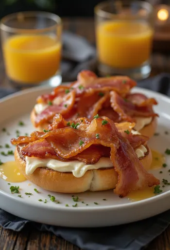 Bagel com bacon crocante e cream cheese