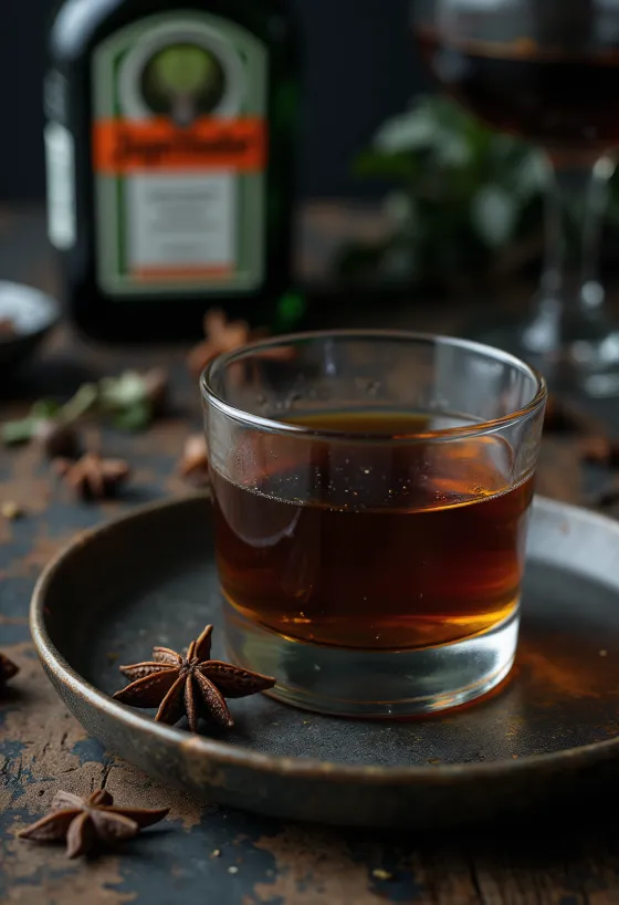 Jägermeister caseiro servido na garrafa