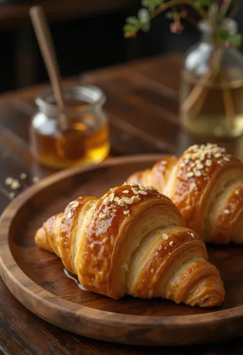 Croissant de mel e aveia servido