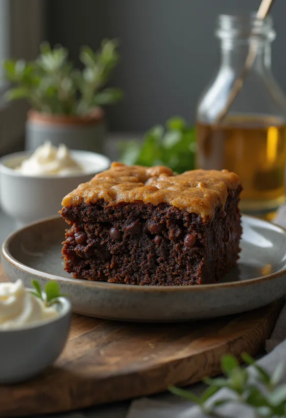 Queijada de feijão fatiada com decoração de limão