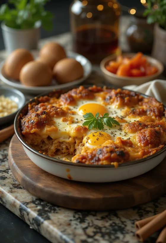 Moussaka grega com camadas de berinjela, carne e cobertura de ricota cremosa