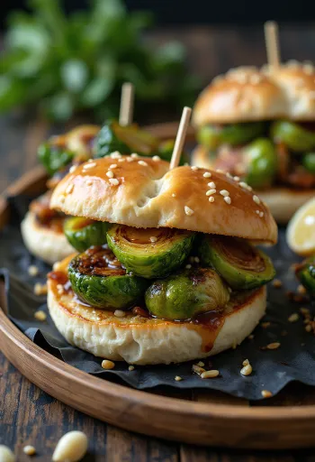 Bao bun com couve-de-bruxelas tostada servido