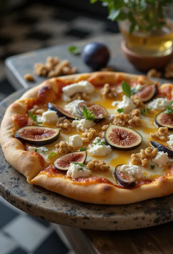 Pizza ai Fichi e Miele com figo fresco e mel