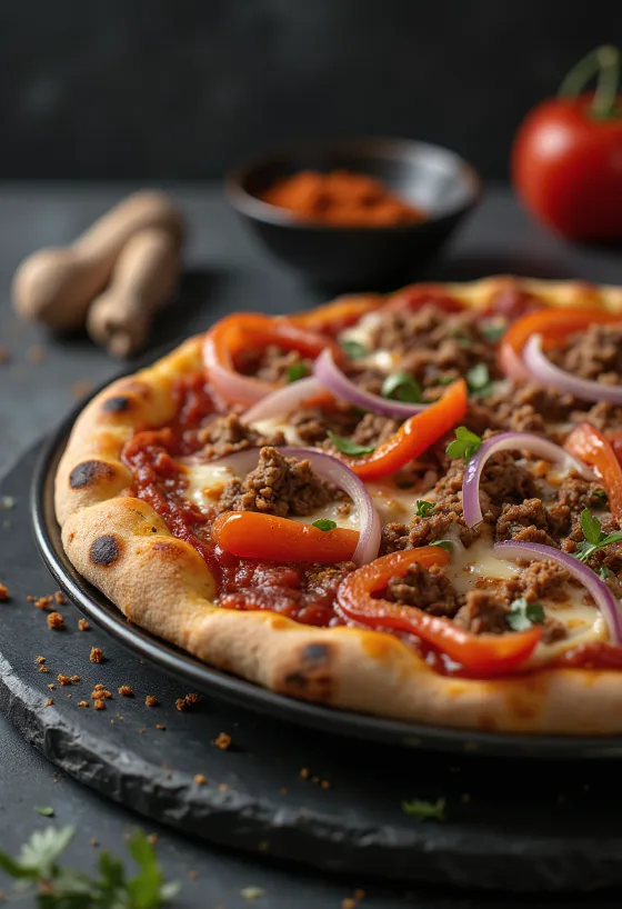 Pizza algerienne servida