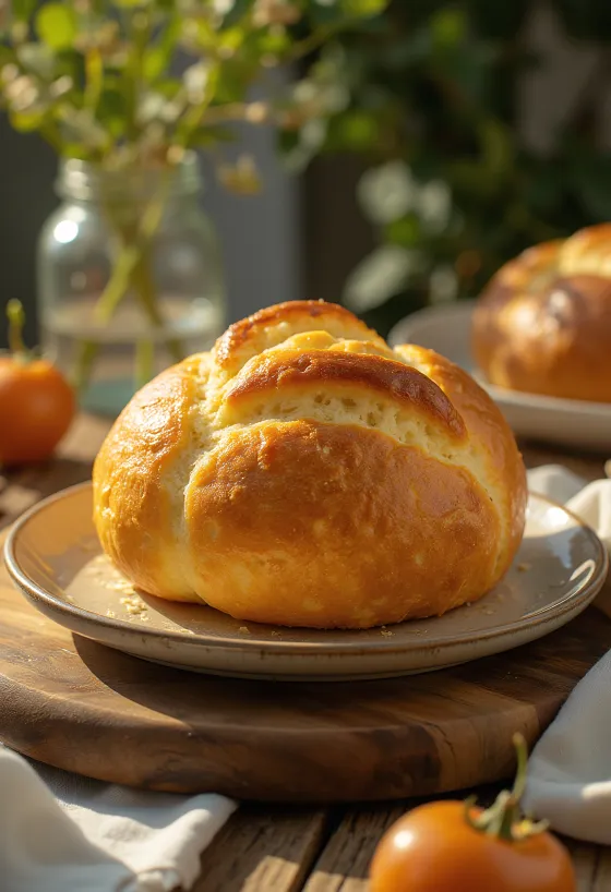 Pão doce português servido inteiro