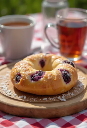 Bagel de amora com baunilha recém-assado