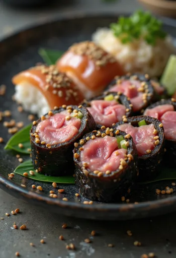 Gimbap Yukhoe, comida coreana com legumes e carne bovina