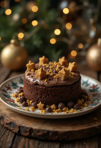 Bolo de chocolate de Natal com decoração festiva