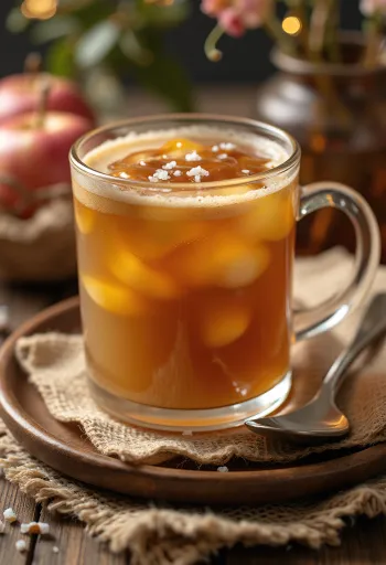 Cidra de maçã com caramelo servida