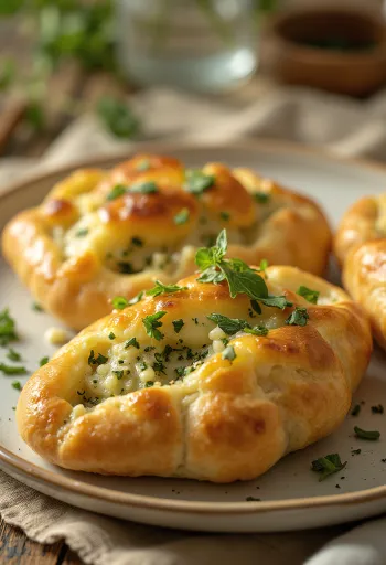 Khachapuri com salsinha, pães de queijo dourados e frescos com salsinha