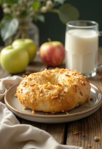 Bagel de maçã verde com coco recém-assado