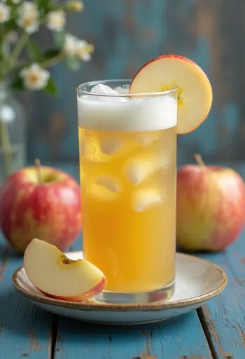 Suco de maçã fresco servido no copo