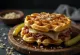 Waffle Sanduíche Reuben recém-assado com pastrami e chucrute